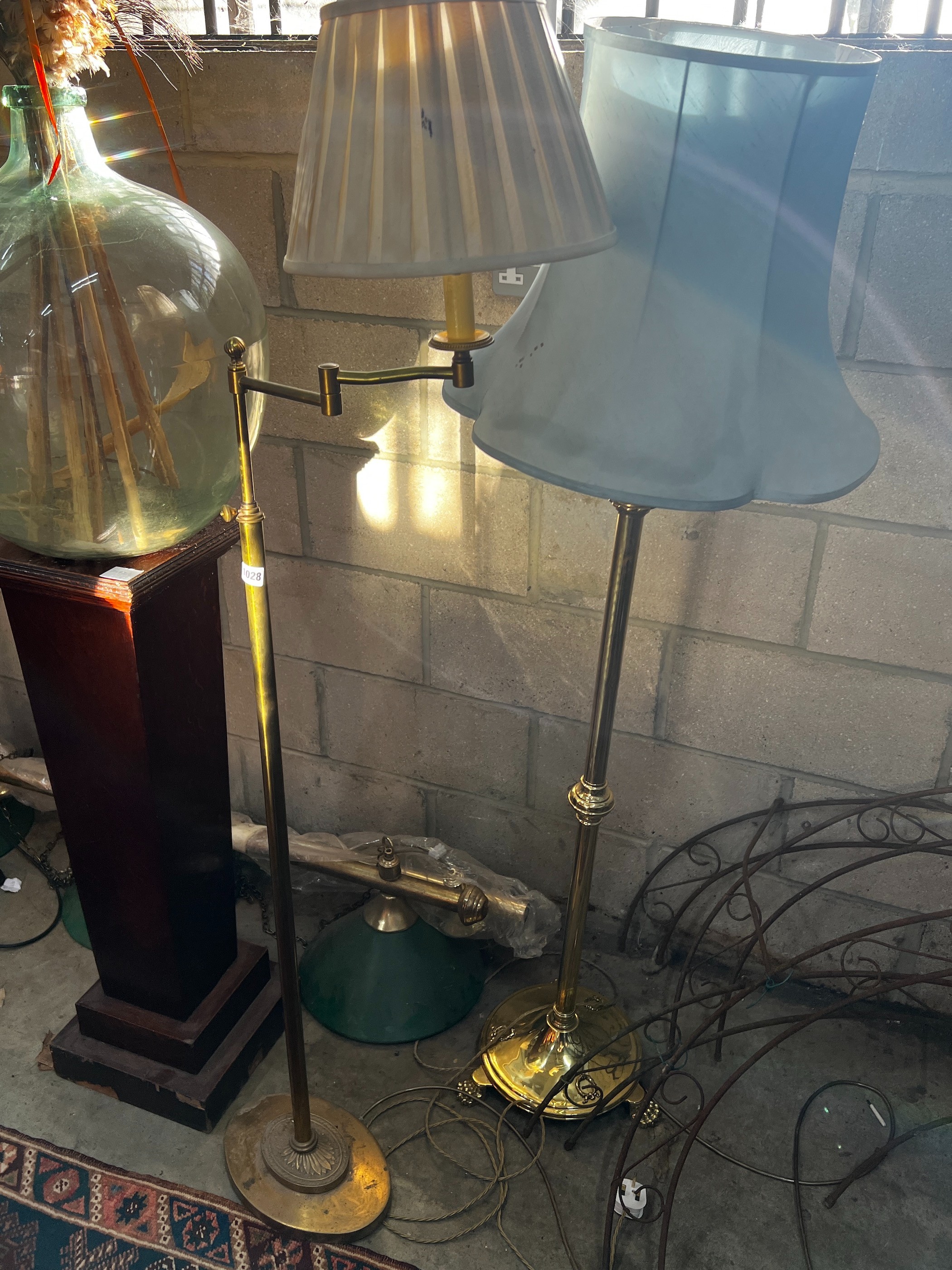 Two brass telescopic standard lamps